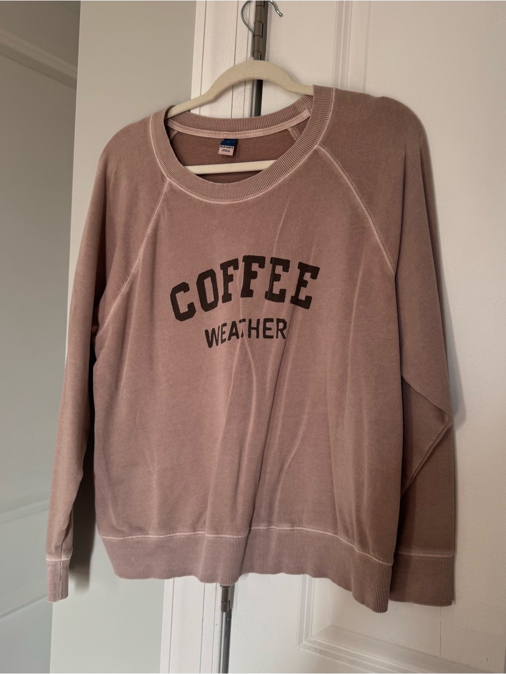 Old Navy Mauve Crewneck "Coffee Weather" Graphic Sweatshirt
